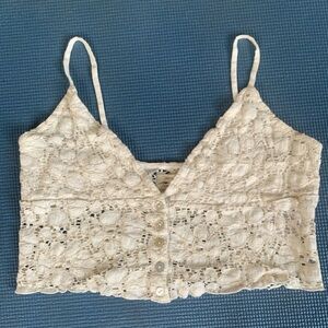Urban outfitters cream and white bralette top, size large